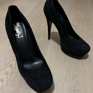 Yves Saint Laurent 5 1/2" black platform heels